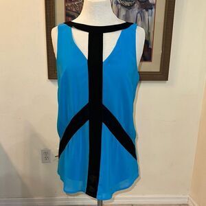 Nicole Miller Blue/Black Unique Sleeveless Top Size Medium